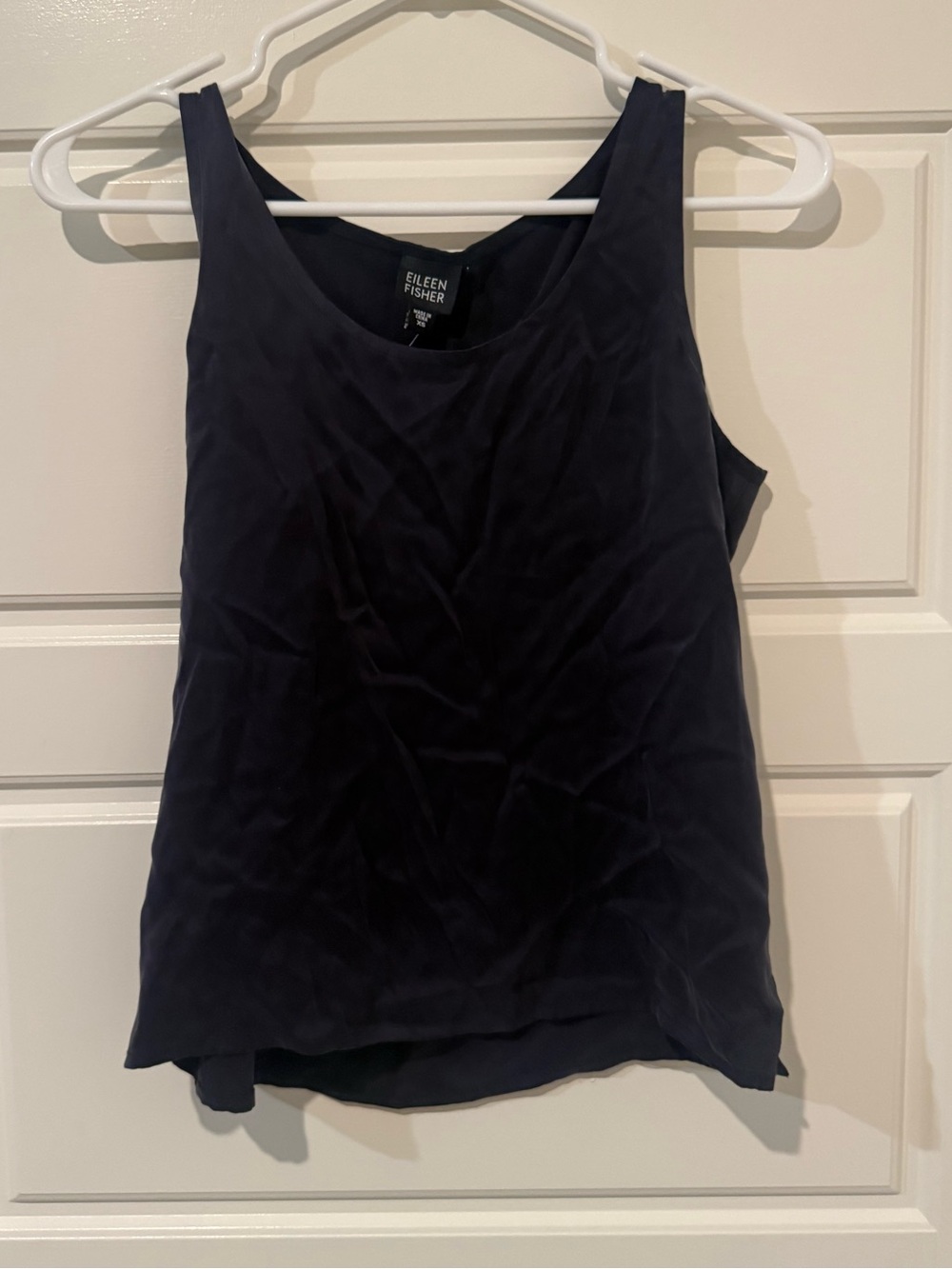 Eileen Fisher Navy Silk-Blend Scoop Neck Tank